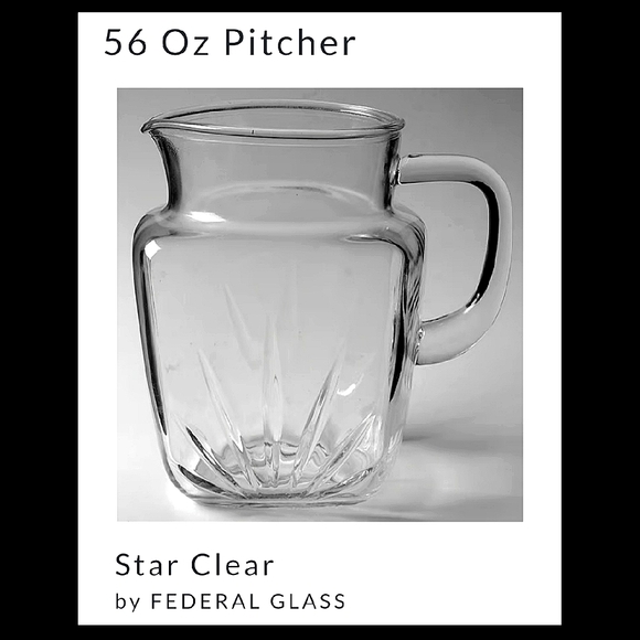 Vntg "Star" Clear 56oz Pitcher by Federal Glass - Picture 2 of 11